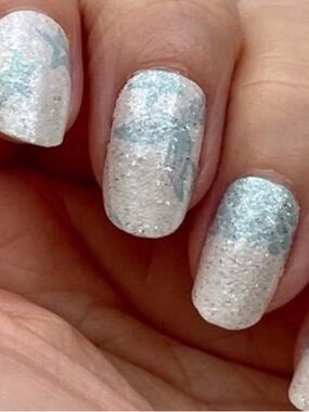 Color Street Mermaid For This Nail Polish Strips tail scales white blue glitter